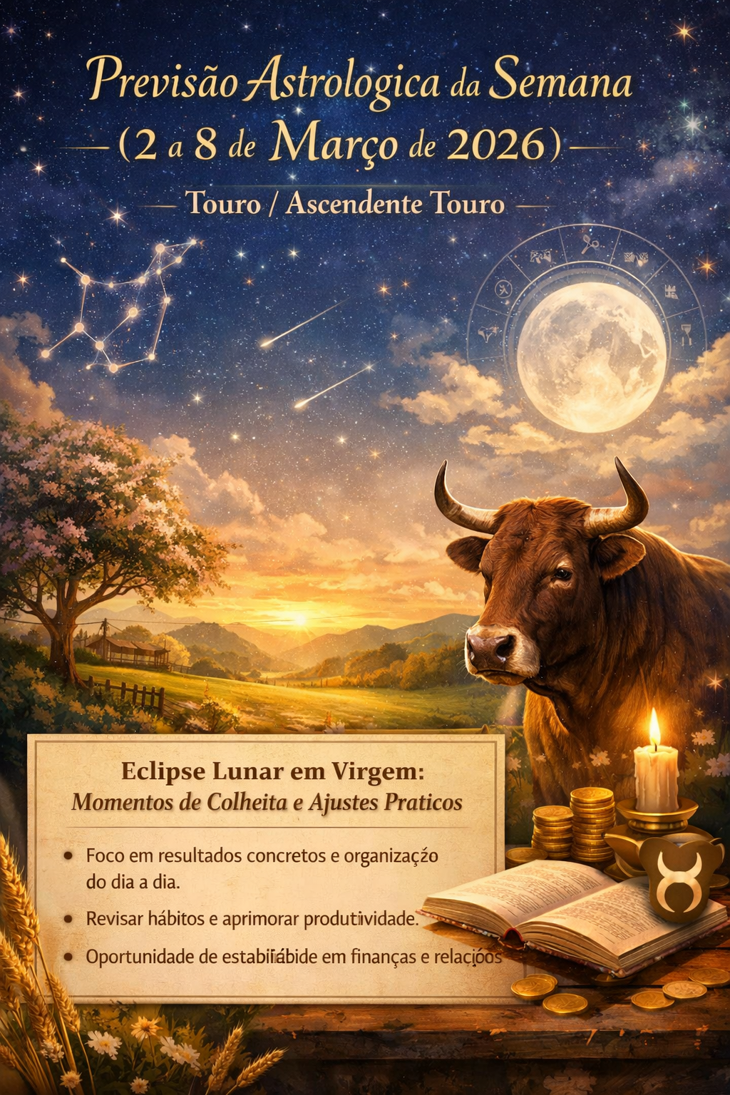 Touro (Sol ou Ascendente) — 2 a 8 de Março de 2026