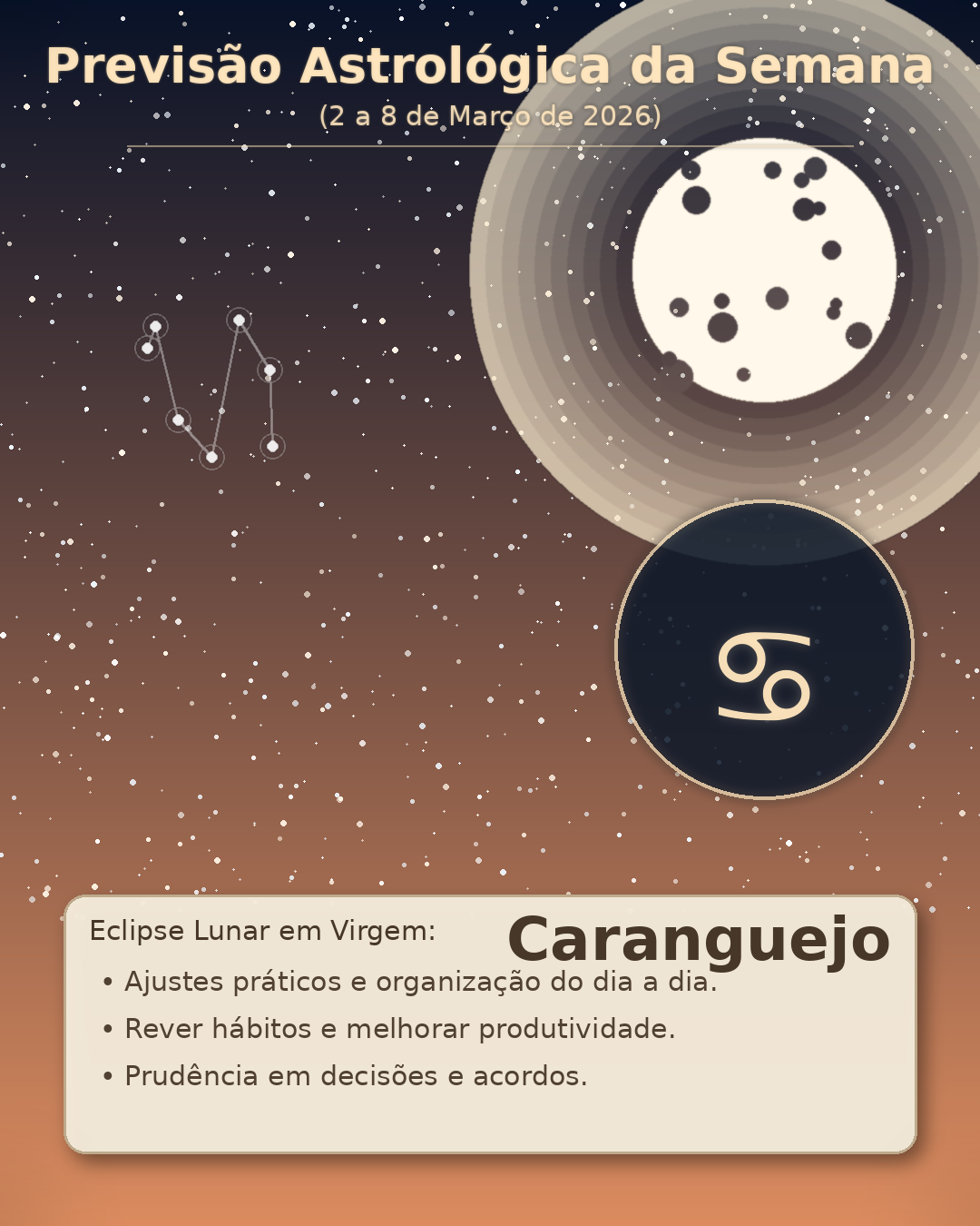 Caranguejo (Sol ou Ascendente) — 2 a 8 de março de 2026
